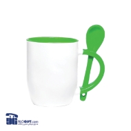 تصویر  ماگ  سرامیکی قاشق دار دسته و داخل رنگی 