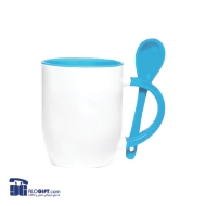 تصویر  ماگ  سرامیکی قاشق دار دسته و داخل رنگی 