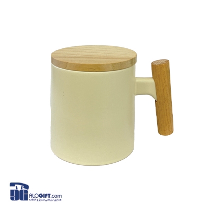 تصویر  ماگ سرامیکی درب چوبی 