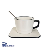 تصویر  فنجان نعلبکی +  قاشق سرامیکی 