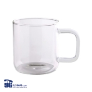 تصویر  فنجان  شیشه ای دسته رنگی  