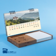 تصویر  ست روميزي چوبي +پلكسي تقويم روميزي مدل سرنا