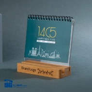 تصویر  ست روميزي چوبي +پلكسي تقويم روميزي مدل ترنج