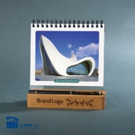 تصویر  ست روميزي چوبي +پلكسي تقويم روميزي مدل ترنج