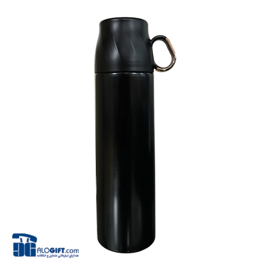 تصویر  فلاکس استیل 500میلی لیتر +لیوان دسته دار رزگلد 