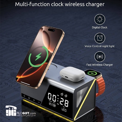 تصویر  شارژر وایرلس ساعت دار هوشمند برند MOMENT