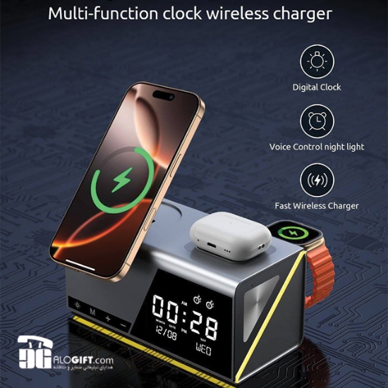 تصویر  شارژر وایرلس ساعت دار هوشمند برند MOMENT