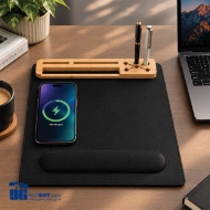 تصویر  ماوس پد و شارژر وایرلس طرح چوب بامبو برندsetller